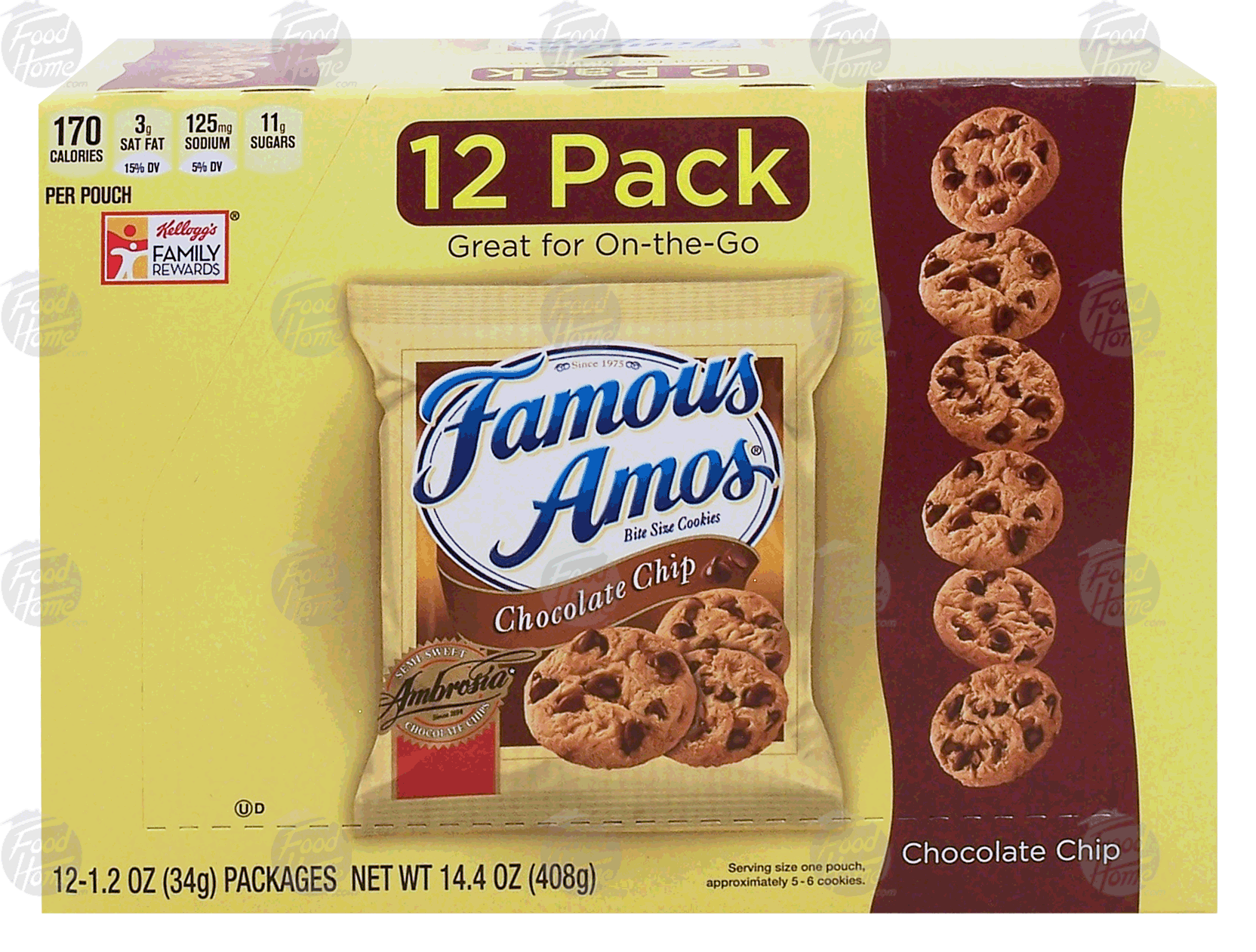 Famous Amos  chocolate chip bite size cookies, 12-pack Full-Size Picture